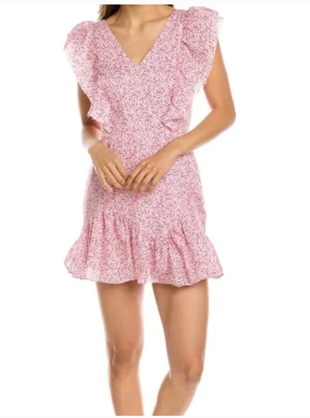 LoveShackFancy LSF Jessie Silk-Blend Mini Floral Feminine Pink Dress Small